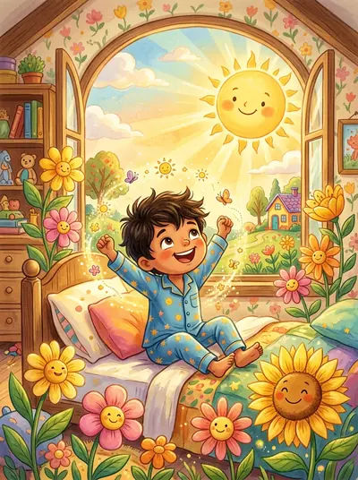 "Suraj’s Morning Flower Smile" · Kids storybook · in English (EN) · for ages 3-5 · by Admin & AI