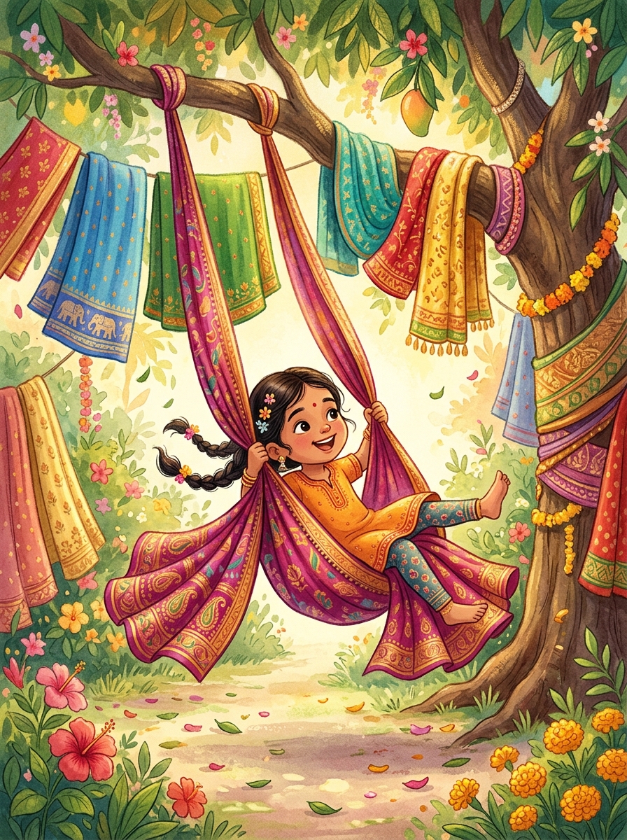 Anvi’s Silk Saree Swing