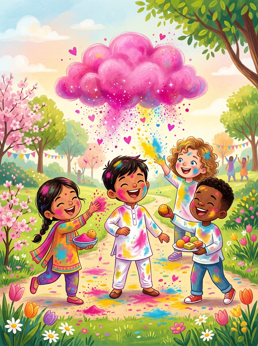 Aarav’s Pink Holi Cloud