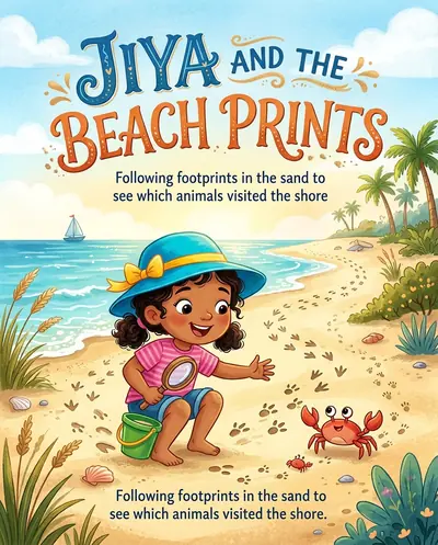 "Jiya and the Beach Prints" · Adventure storybook · in English · for ages 3-5 years