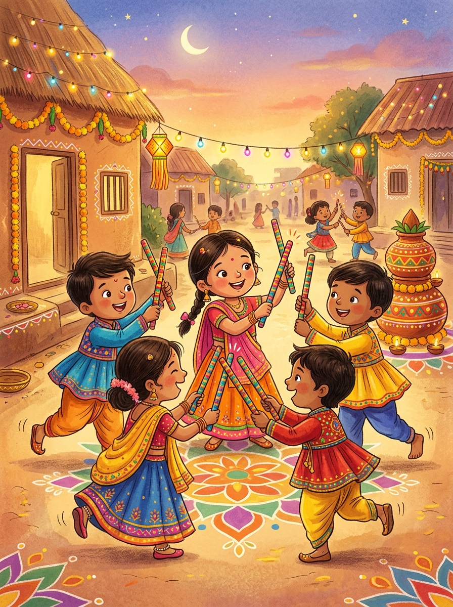 જિયાનાની રંગીન દાંડિયાનો તાલ