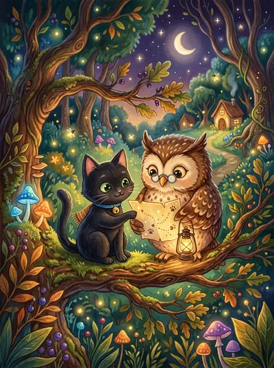 "The Cat Who Spoke in Riddles" · Fantasy storybook · in English · for ages 3-5 years