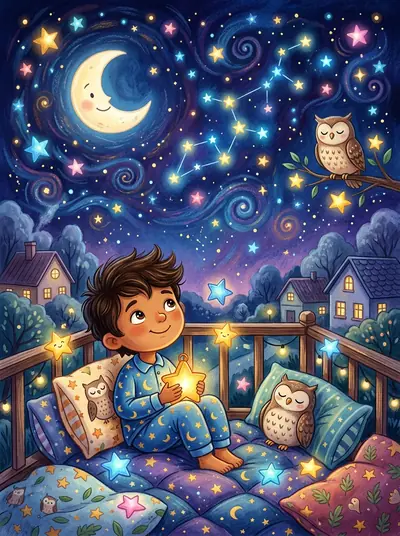 "مصطفیٰ کے پرسکون رات کے ستارے" · Kids storybook · in Urdu (UR) · for ages 3-5 · by Admin & AI