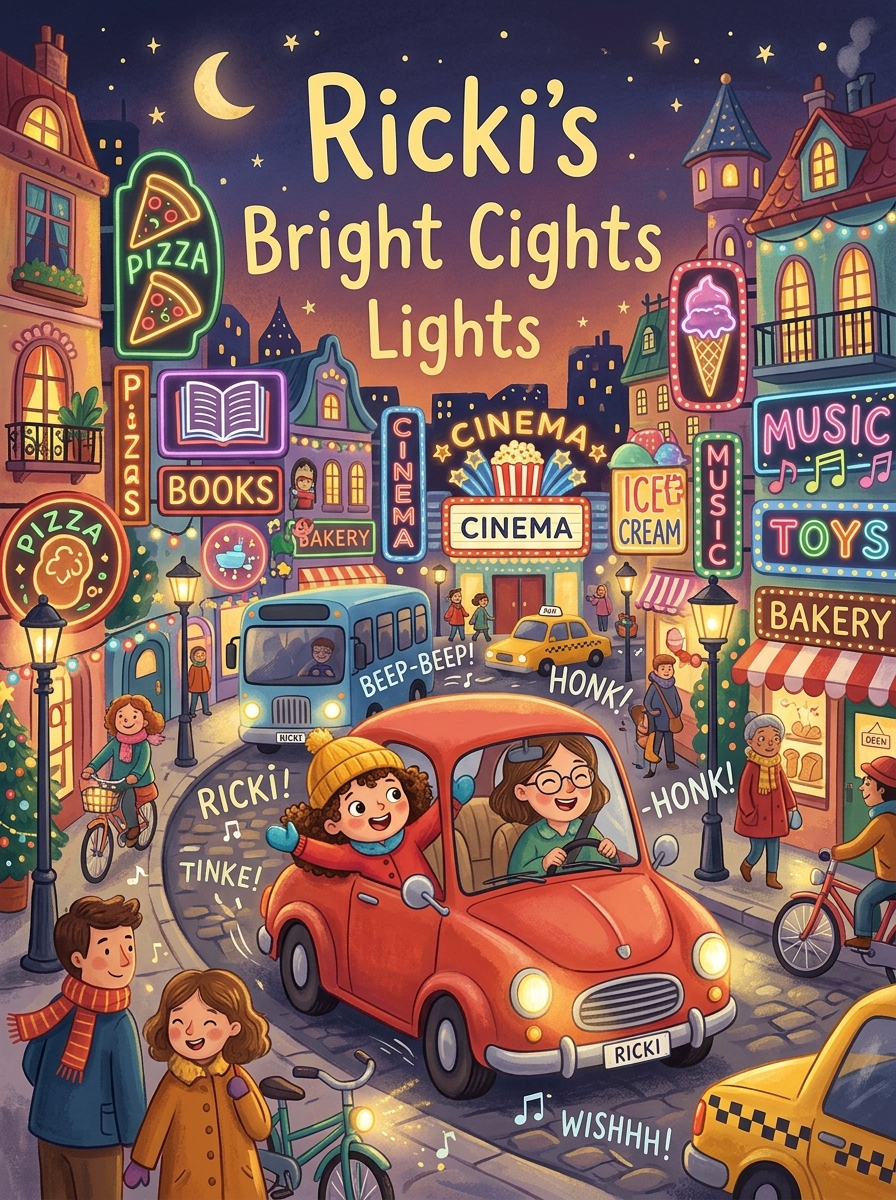 Ricki’s Bright City Lights - personalised storybook cover from Build Your Book (in English (EN))