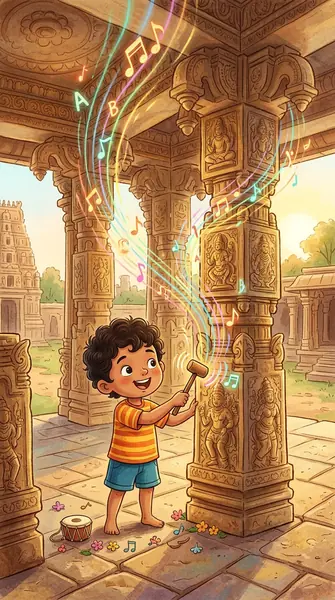 "ಪ್ರಣವ್‌ನ ಹಂಪಿ ಹಾಡುವ ಕಂಬಗಳು" · Regional Stories storybook · in Kannada (KN) · for ages 3-5 · by Admin & AI