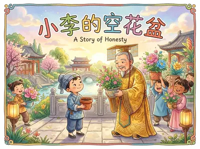 "小李的空花盆 (Xiǎo Lǐ de Kōng Huāpén)" · Moral Stories storybook · in Mandarin · for ages 3-5 years