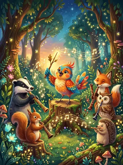 "The Bird with the Musical Beak" · Fantasy storybook · in English · for ages 3-5 years