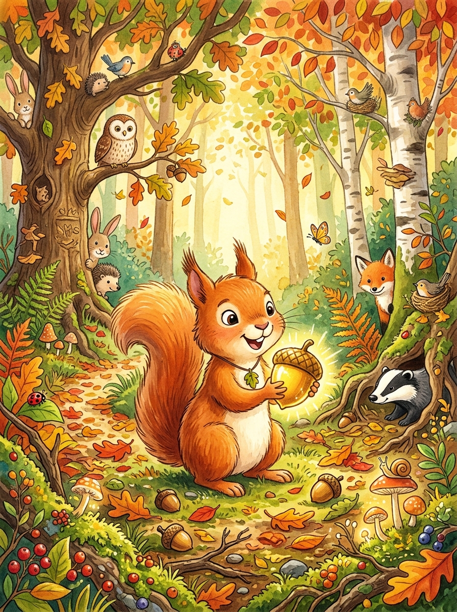 Nutty's Shiny Acorn Hunt - personalised storybook cover from Build Your Book (in English (EN))
