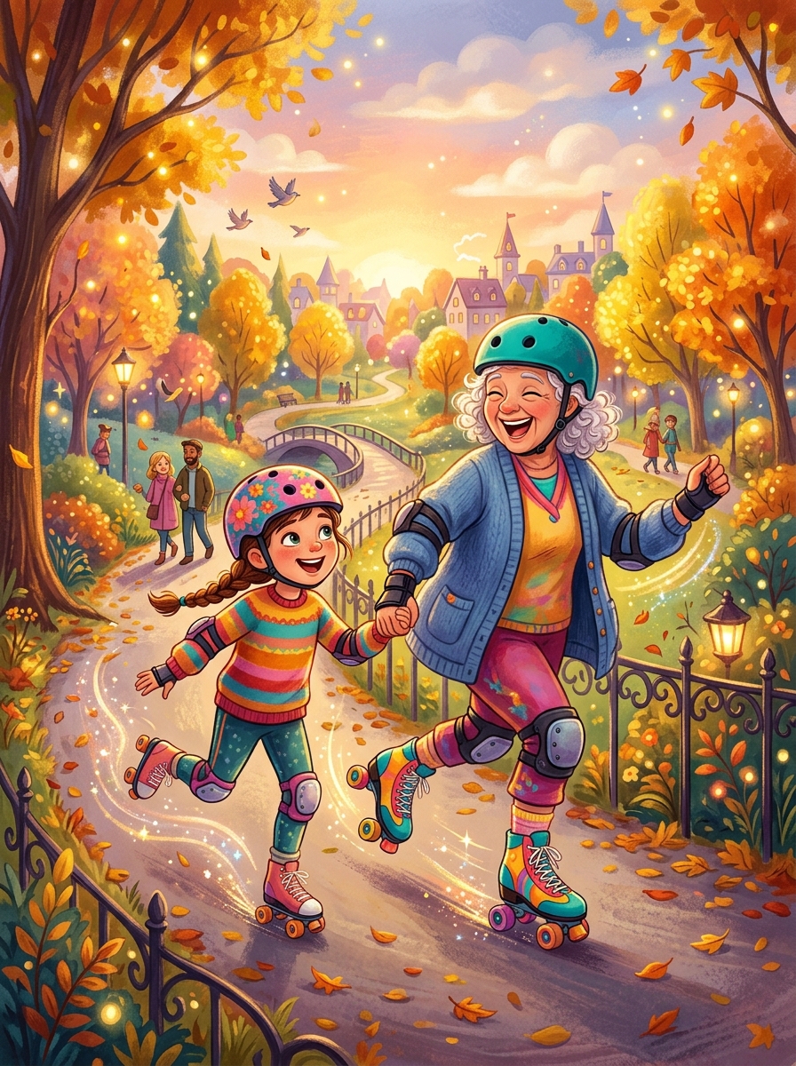 Laura et Mamie sur les Patins