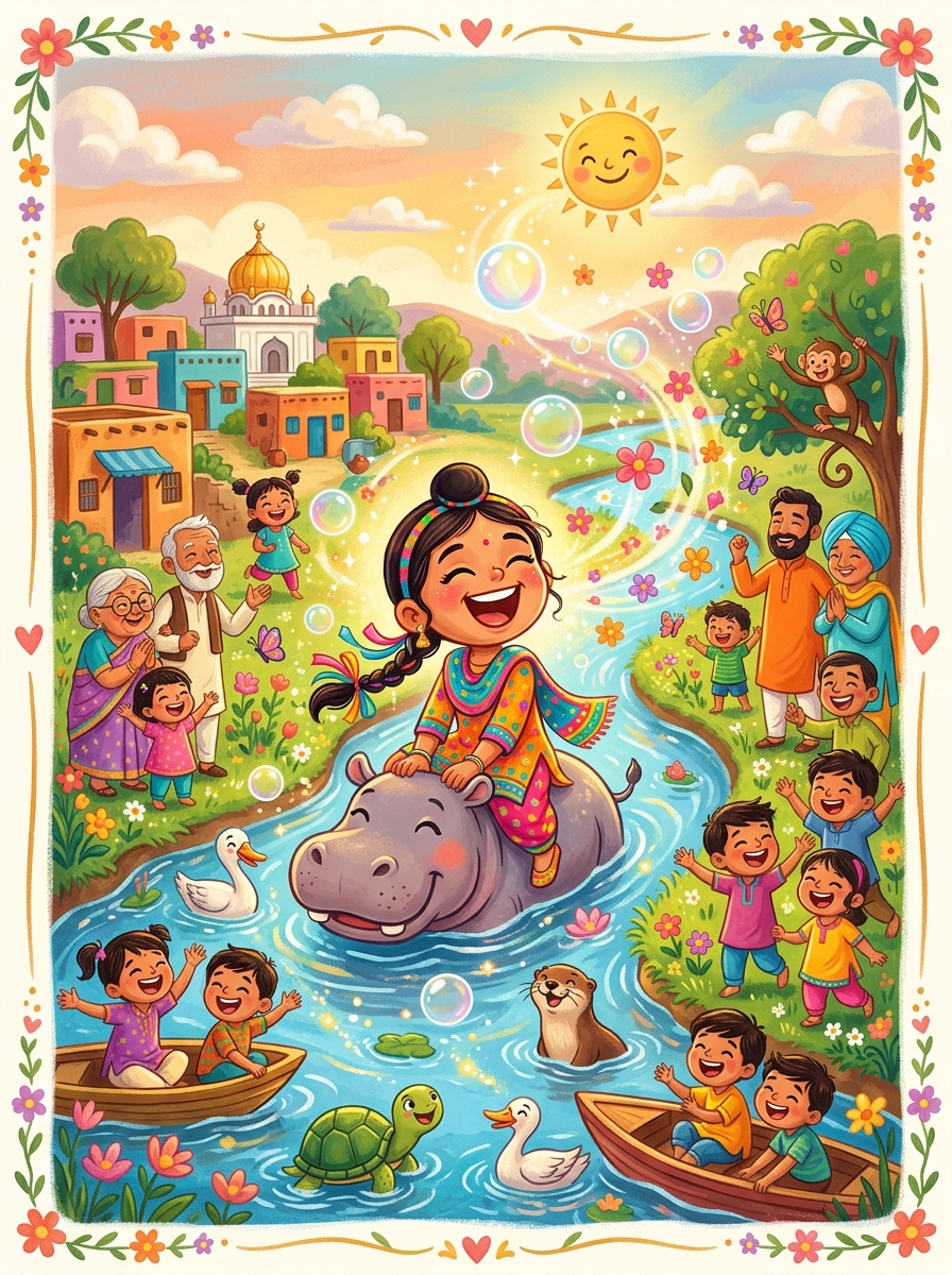 ਮਿੰਨੀ ਦਾ ਖੁਸ਼ੀਆਂ ਭਰਿਆ ਦਰਿਆਈ ਹਾਸਾ - personalised storybook cover from Build Your Book (in Punjabi (PA))