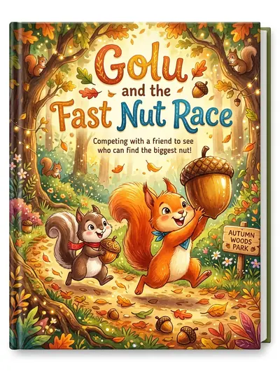 "Golu and the Fast Nut Race" · Adventure storybook · in English · for ages 3-5 years