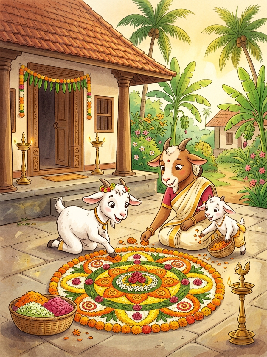 Aadu the Goat’s Onam Flower Carpet
