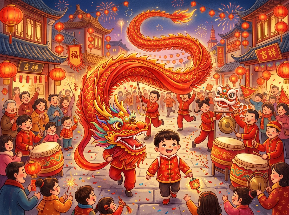 李与红绸龙