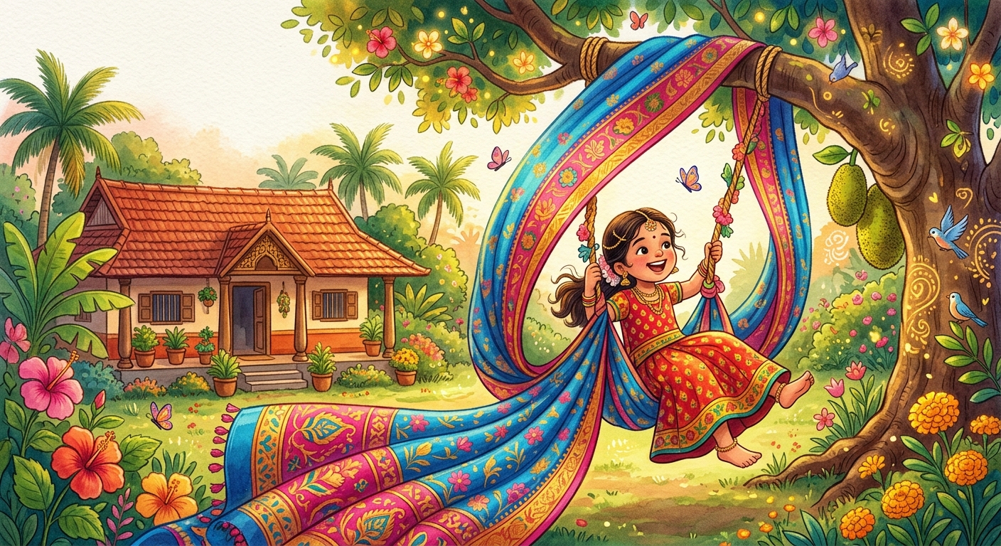 അൻവിയുടെ പട്ടുസാരി ഊഞ്ഞാൽ